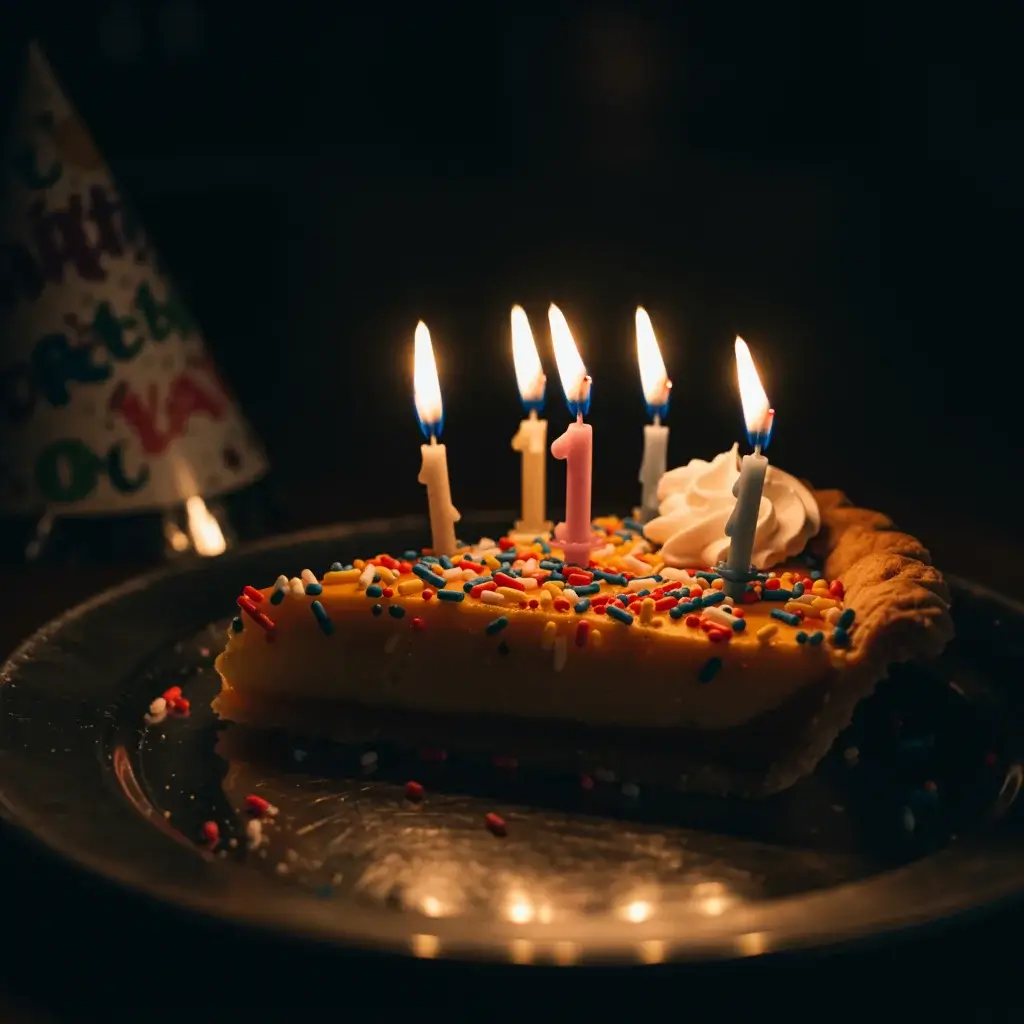 birthday-rock-bottom-pie. Birthday Rock Bottom Pie slice with colorful sprinkles