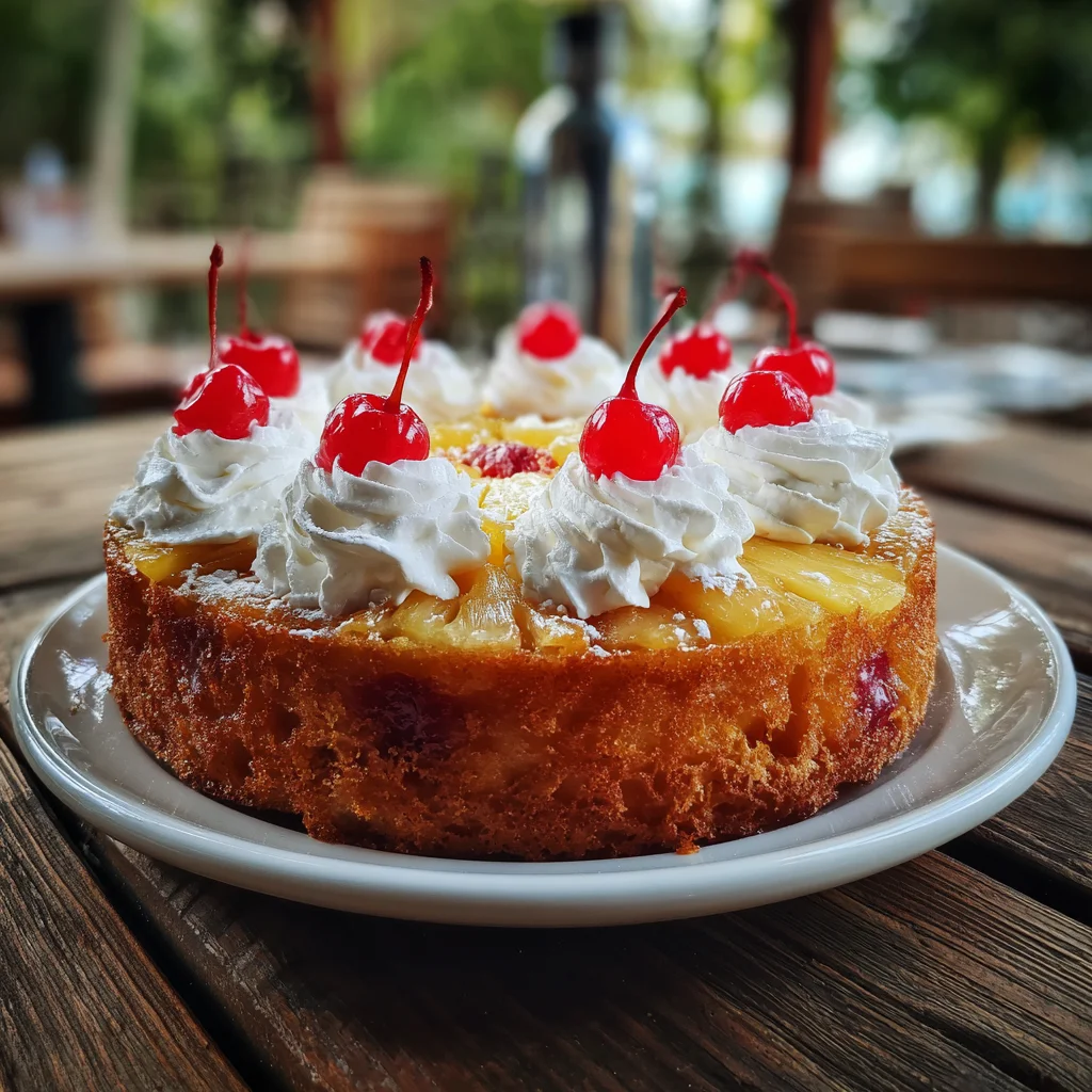 juicy-pineapple-heaven-cake-featured Juicy Pineapple Heaven Cake with whipped cream and cherries