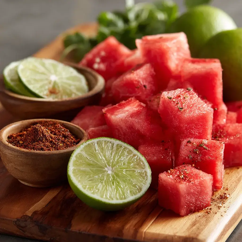 watermelon-tajin-ingredients Ingredients for Watermelon Tajín Skewers